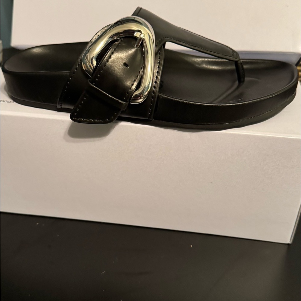 Aerosoles Black Sandals with Silver Buckle - Picture 2 of 11